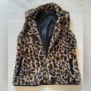 Leopard Print Faux Fur Vest